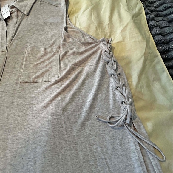 NEW PHOTOS! LACE UP KNIT TUNIC, LINEN COLOUR, SIZE 4X, SLEEVELESS, PENNINGTONS, - Picture 5 of 14